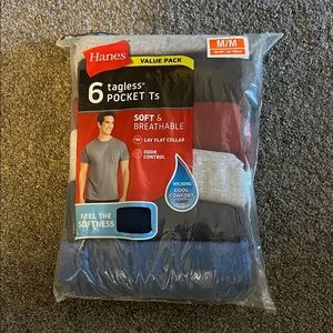 Hanes Men's Tagless Pocket T-Shirts - Assorted Colors